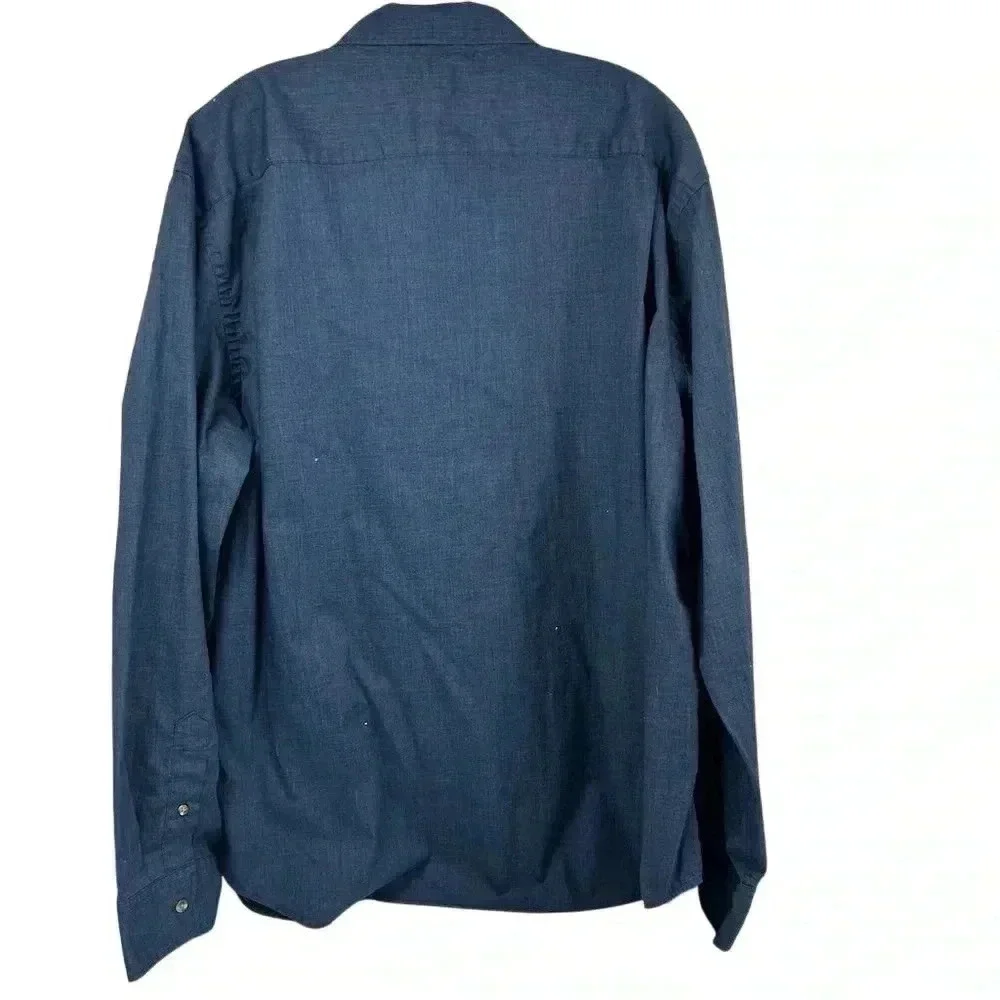 Old Navy Men's XXL Blue Long‎ Sleeve Button-Up Shirt Built-In Flex